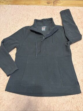 Avalanche 1/2 Zip Drawstring Neck Fleece Pullover Sweatshirt Gray Womens Large